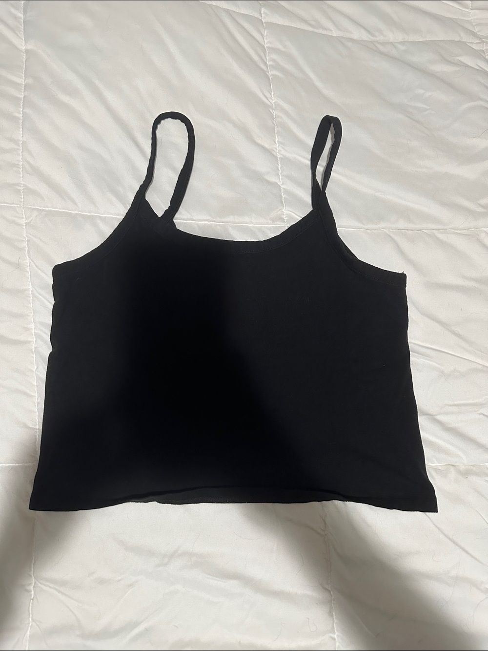 Divided Black Spaghetti Strap Crop Camisole